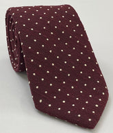 White on Burgundy Shantung Pin Dot Silk Tie SHPDT-2